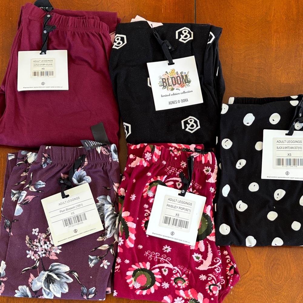 Agnes & Dora Women's Legging Bundle - Burgundy, Black, and Purple. NWT